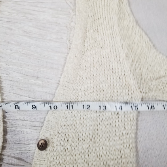 Daytrip Women's Size Small Ivory Open Weave Ladder Back Cardigan Mid Length - Picture 13 of 15